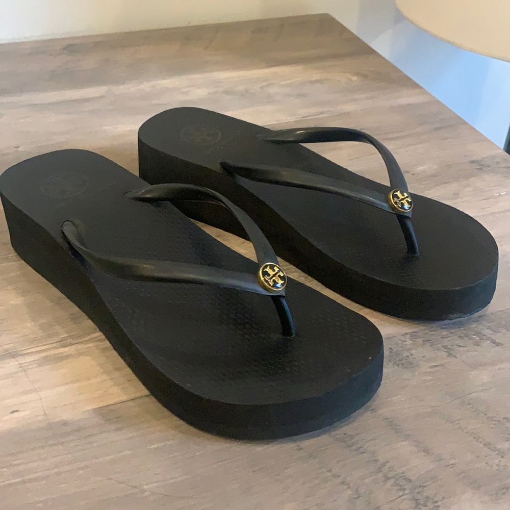 Black Tory Burch Platform Flip Flops Size 6